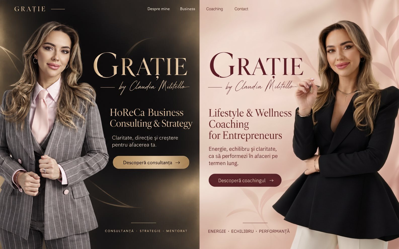 GRAȚIE by Claudia Militello — alege între HoReCa Business Consulting & Strategy și Lifestyle & Wellness Coaching