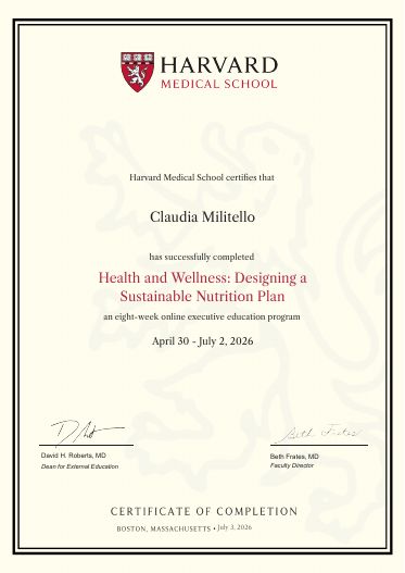 Certificat Harvard Medical School — Health and Wellness: Designing a Sustainable Nutrition Plan